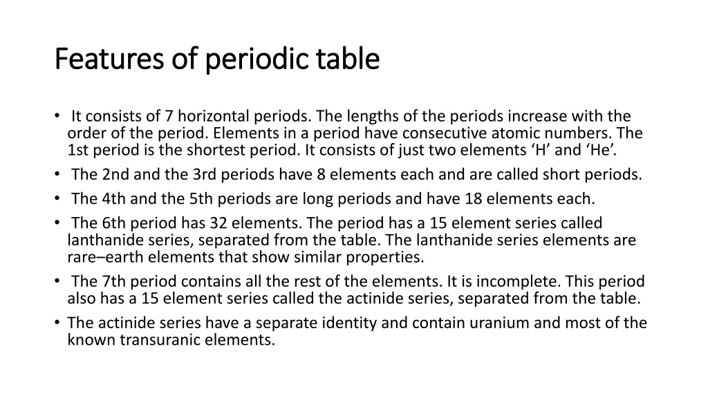 features of periodic table features of periodic