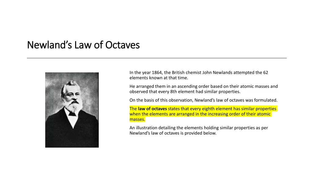 newland s law of octaves newland s law of octaves