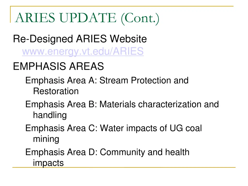 aries update cont