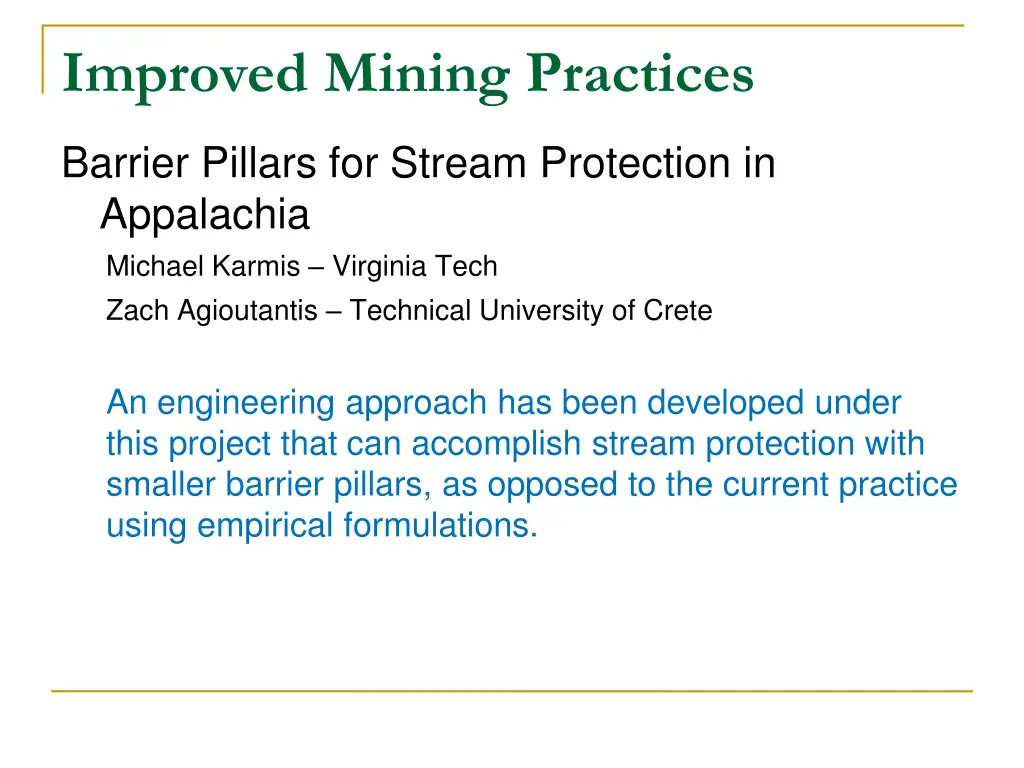 improved mining practices