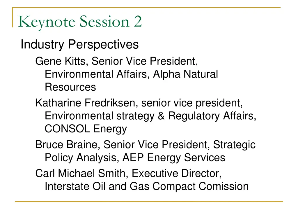 keynote session 2 industry perspectives gene