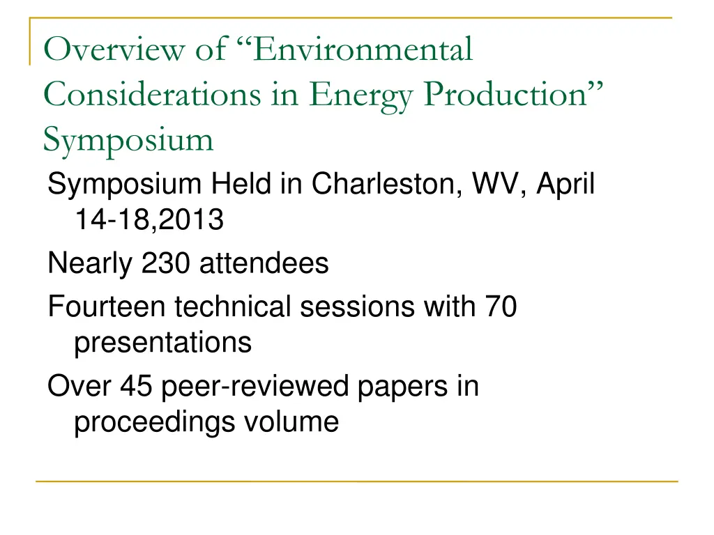 overview of environmental considerations