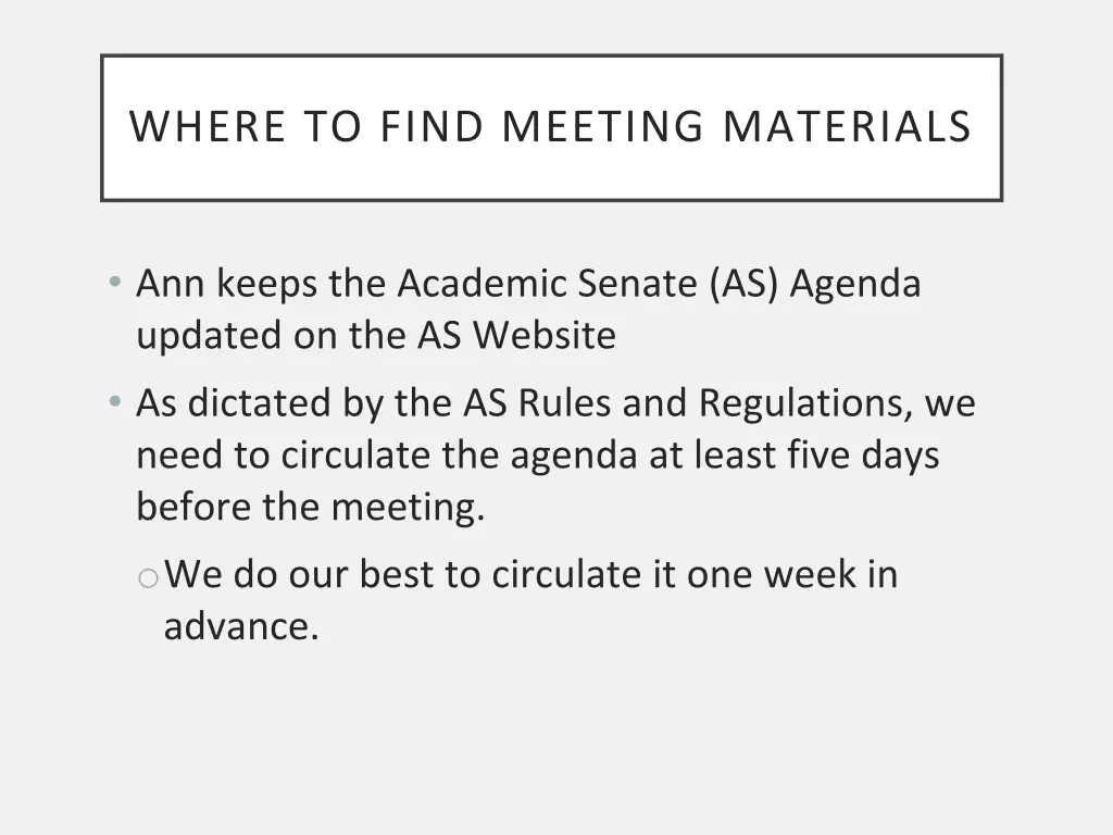 where to find meeting materials