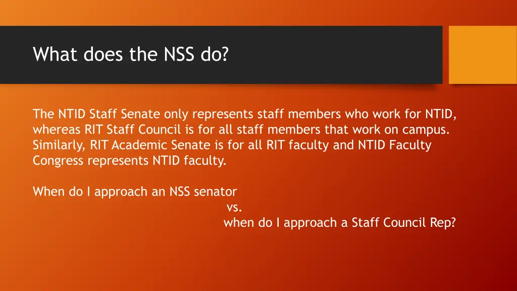 what does the nss do