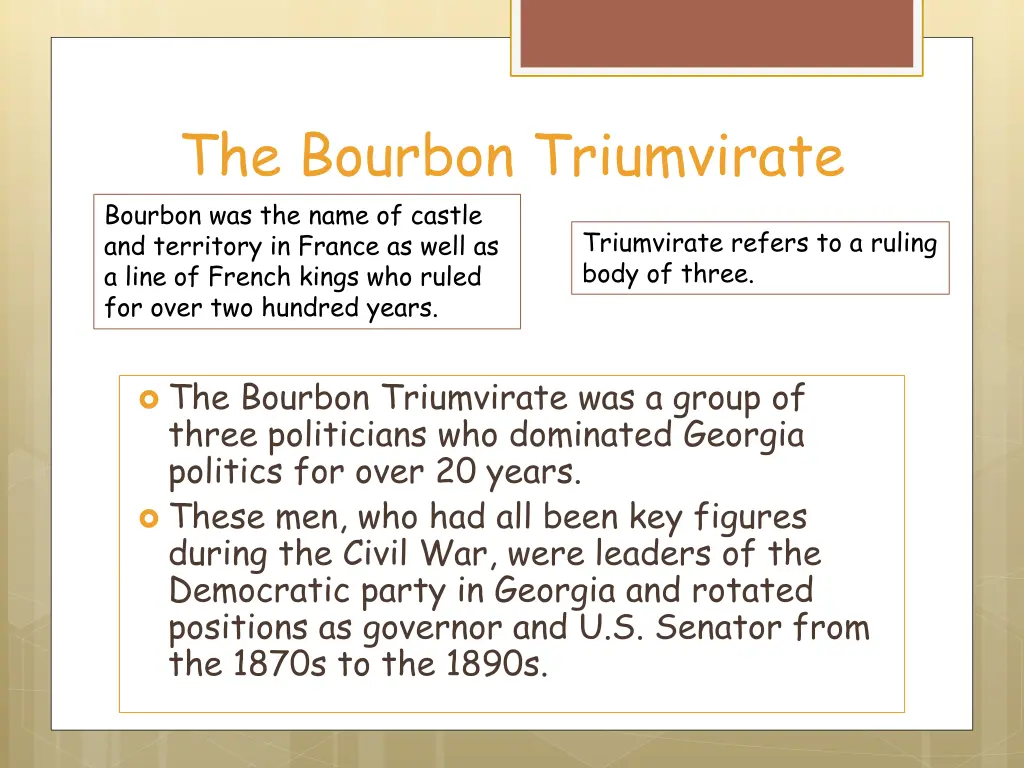 the bourbon triumvirate bourbon was the name