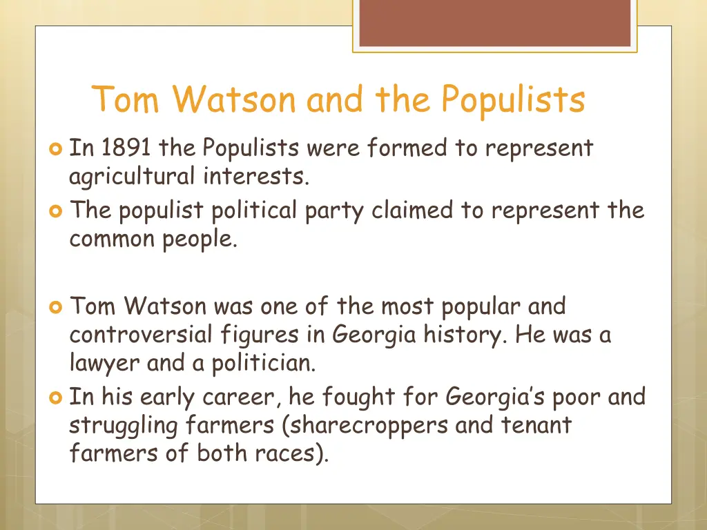 tom watson and the populists in 1891