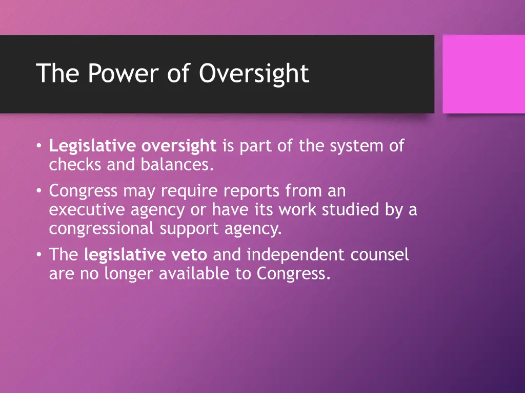 the power of oversight