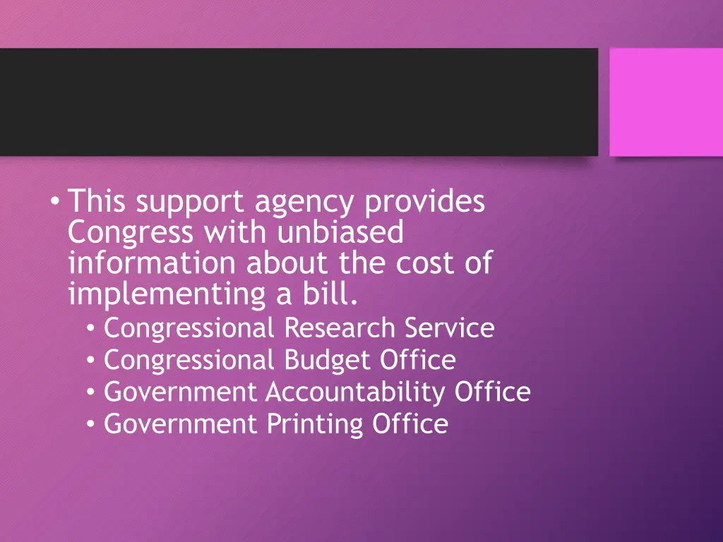 this support agency provides congress with