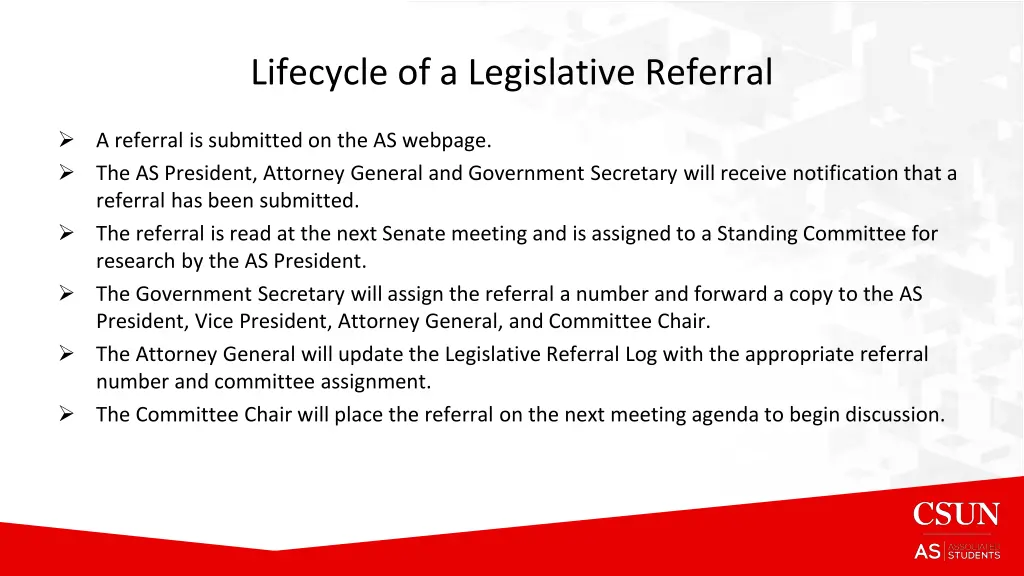 lifecycle of a legislative referral