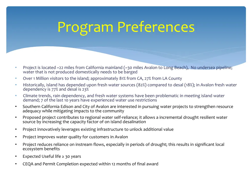 program preferences