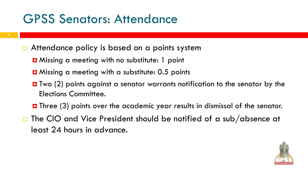 gpss senators attendance