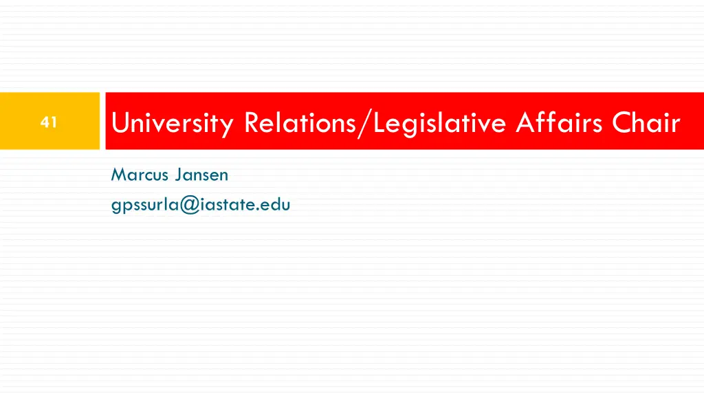 university relations legislative affairs chair