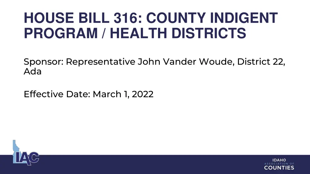 house bill 316 county indigent program health