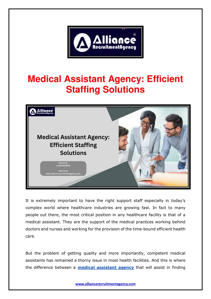 medical assistant agency efficient staffing