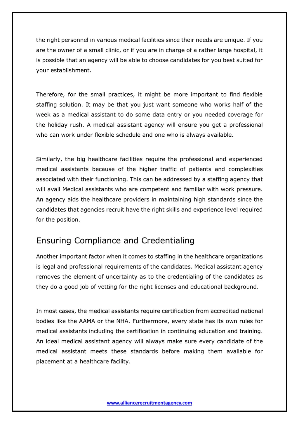 the right personnel in various medical facilities