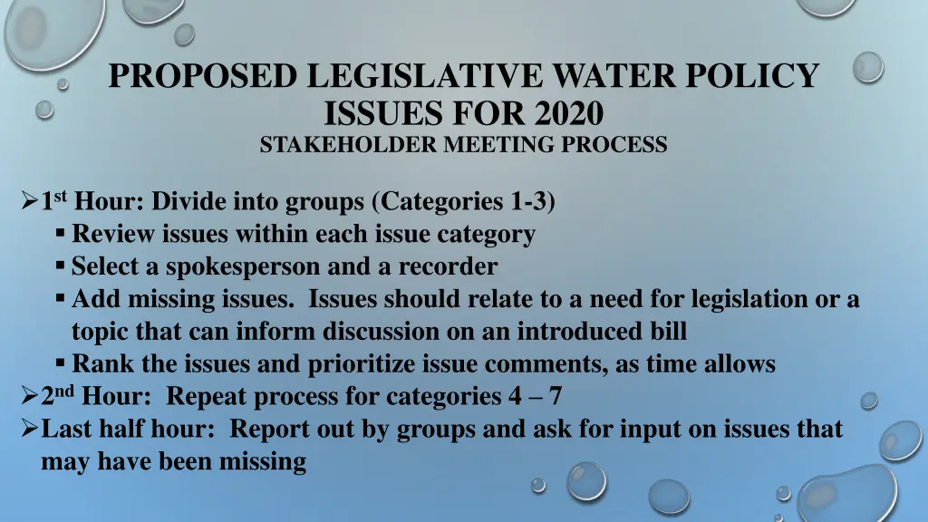 proposed legislative water policy issues for 2020 1