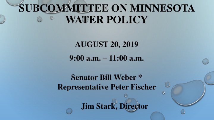 subcommittee on minnesota water policy