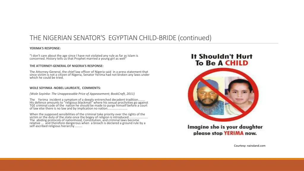 the nigerian senator s egyptian child bride