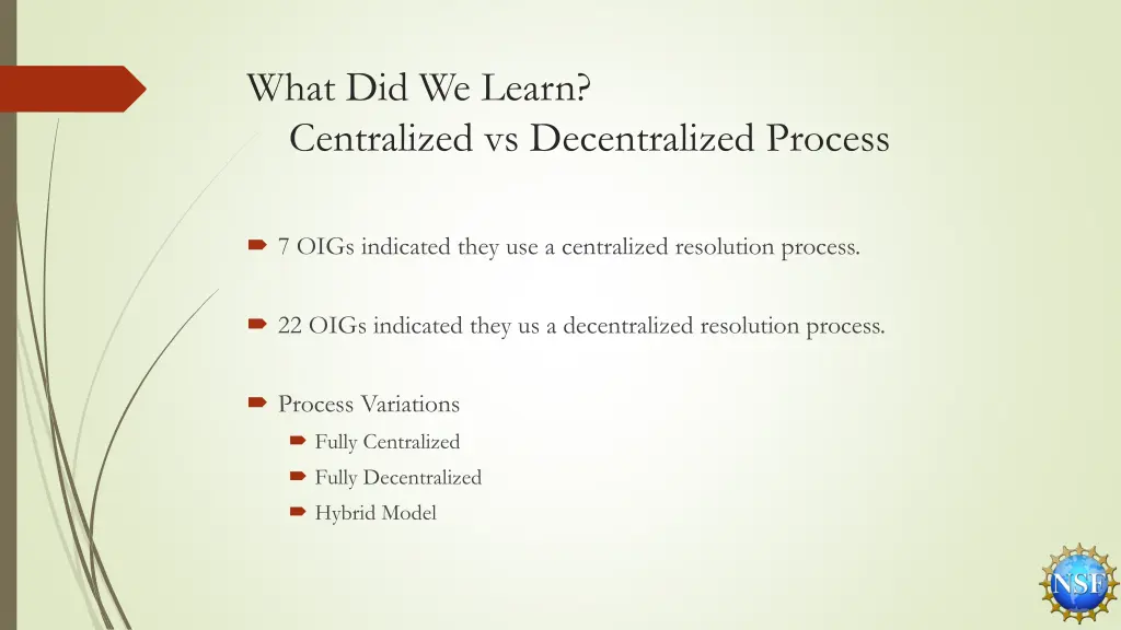 what did we learn centralized vs decentralized