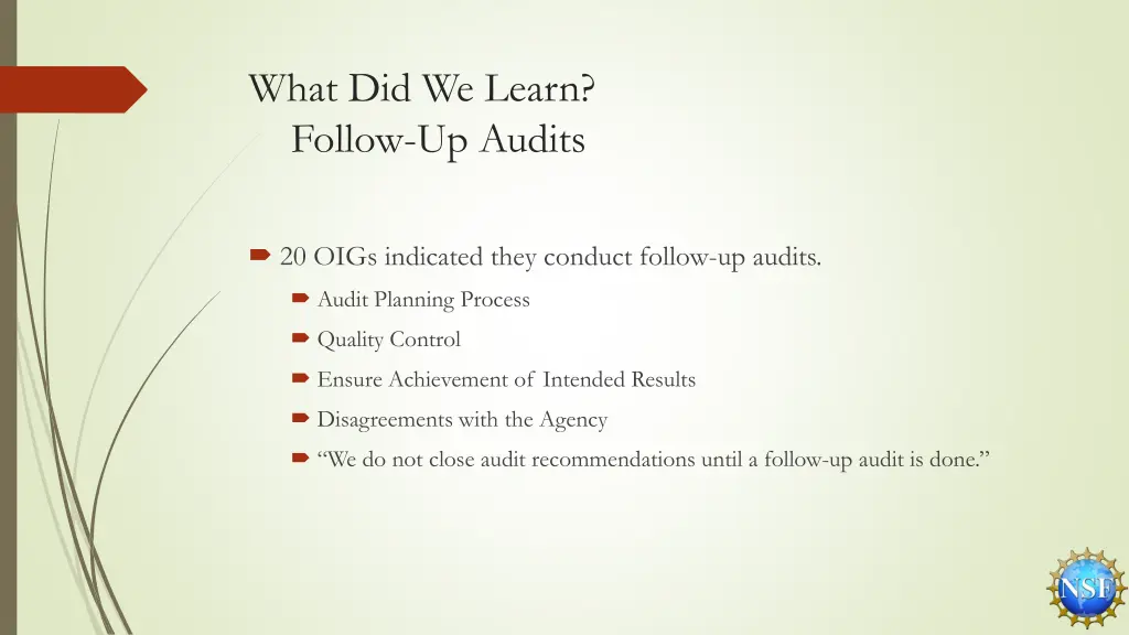 what did we learn follow up audits