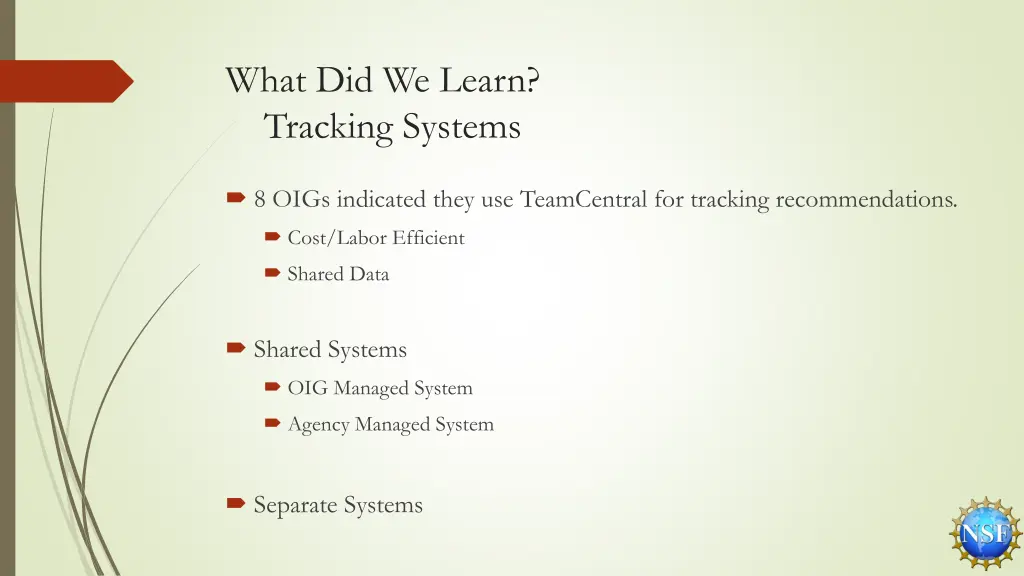 what did we learn tracking systems