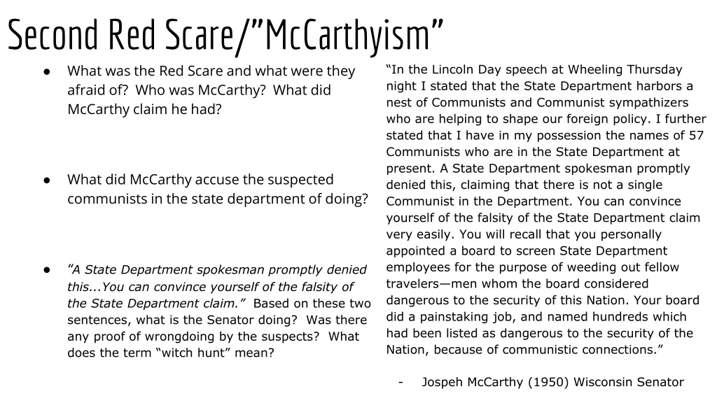 second red scare mccarthyism what