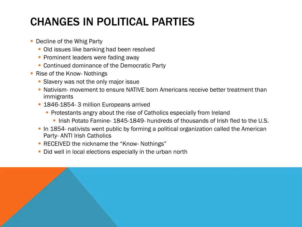 changes in political parties