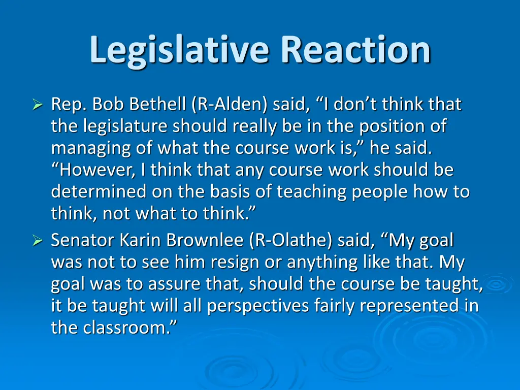 legislative reaction 2