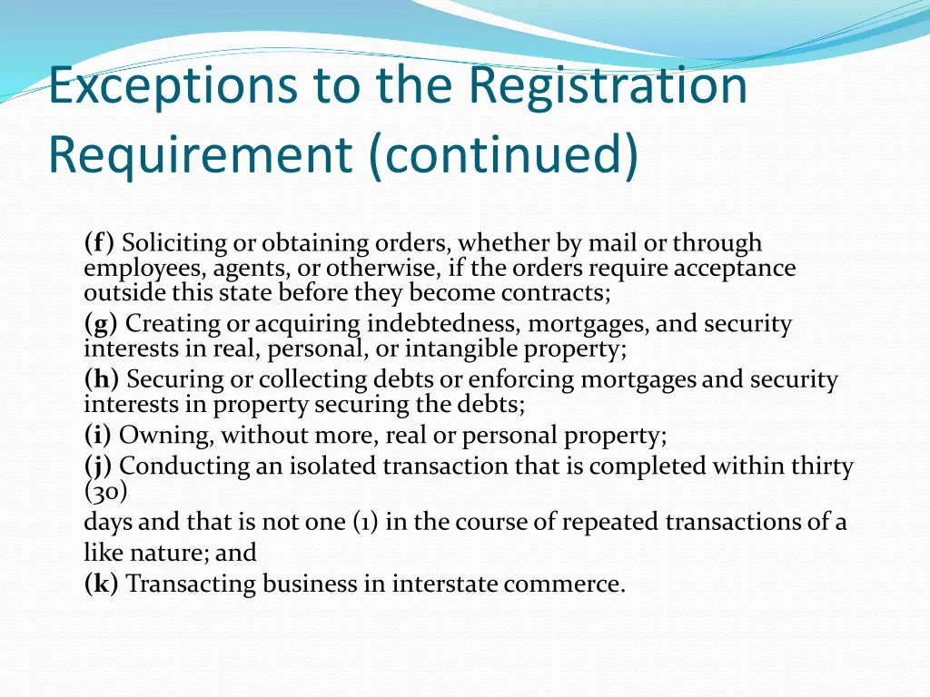 exceptions to the registration requirement 1