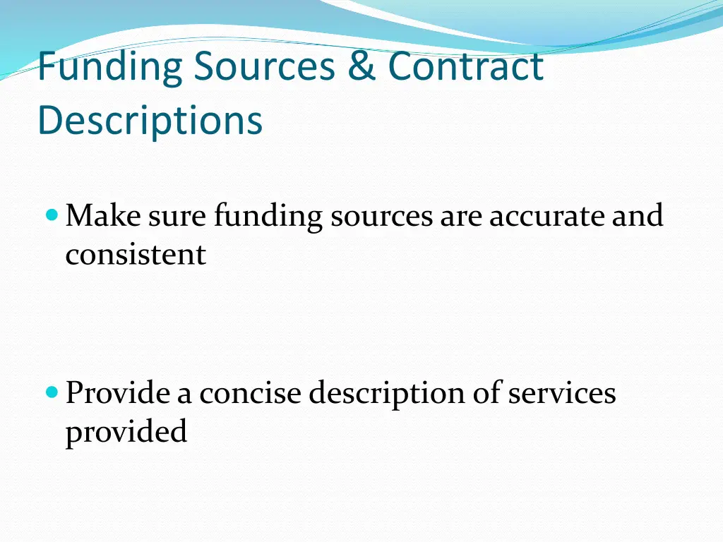 funding sources contract descriptions