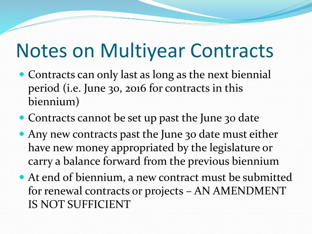 notes on multiyear contracts