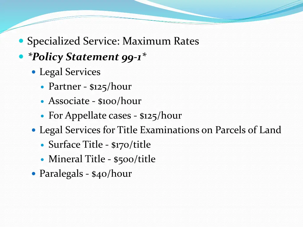 specialized service maximum rates policy