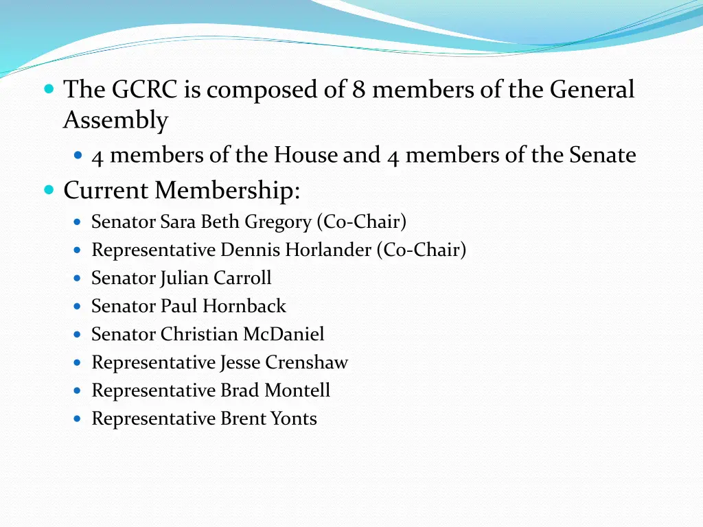 the gcrc is composed of 8 members of the general