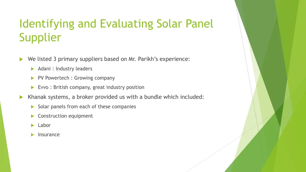 identifying and evaluating solar panel supplier