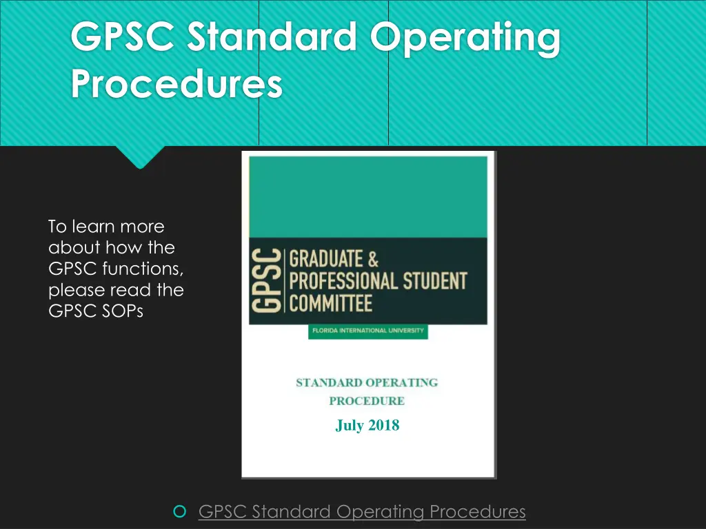 gpsc standard operating procedures