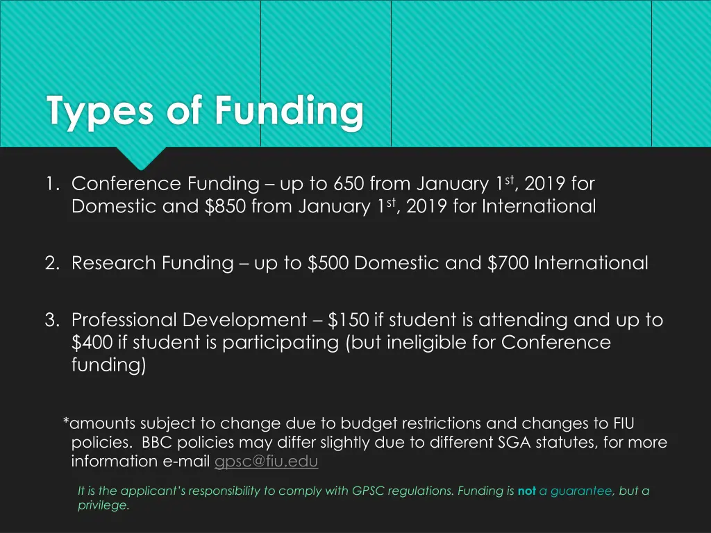 types of funding