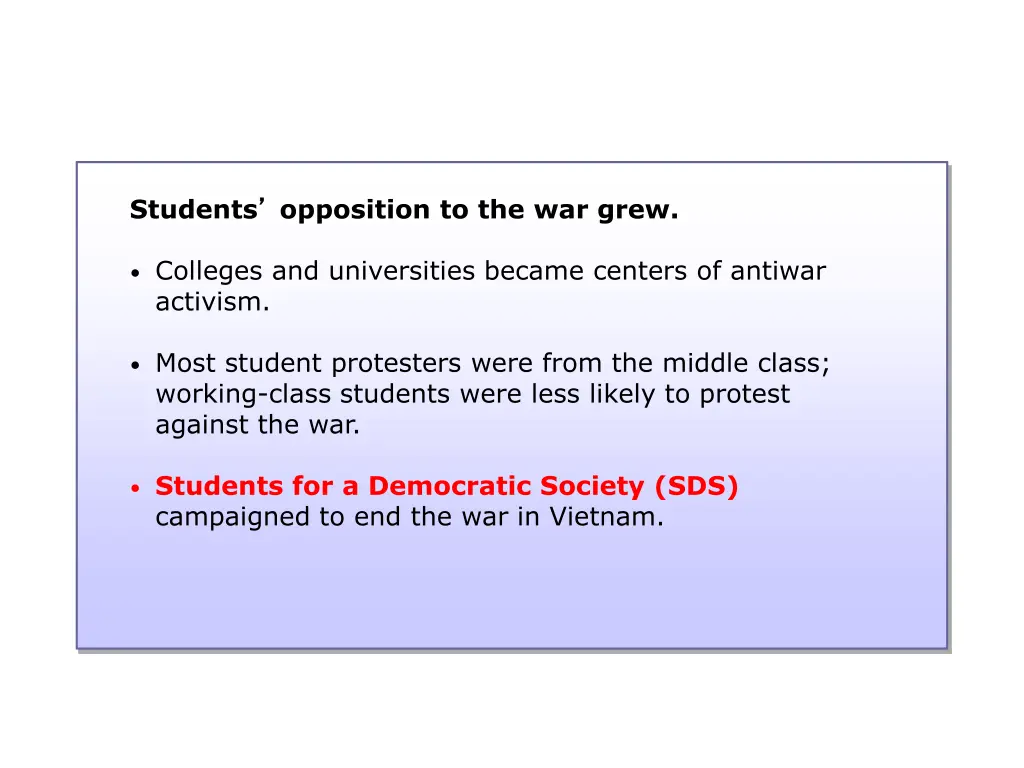 students opposition to the war grew