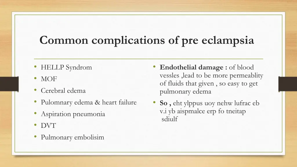 common complications of pre eclampsia