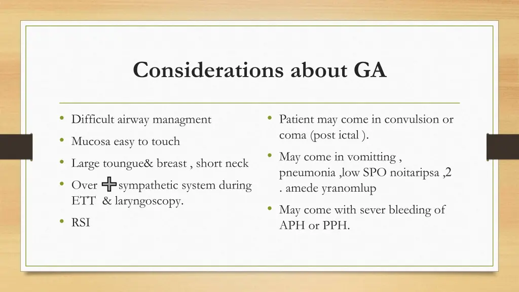 considerations about ga