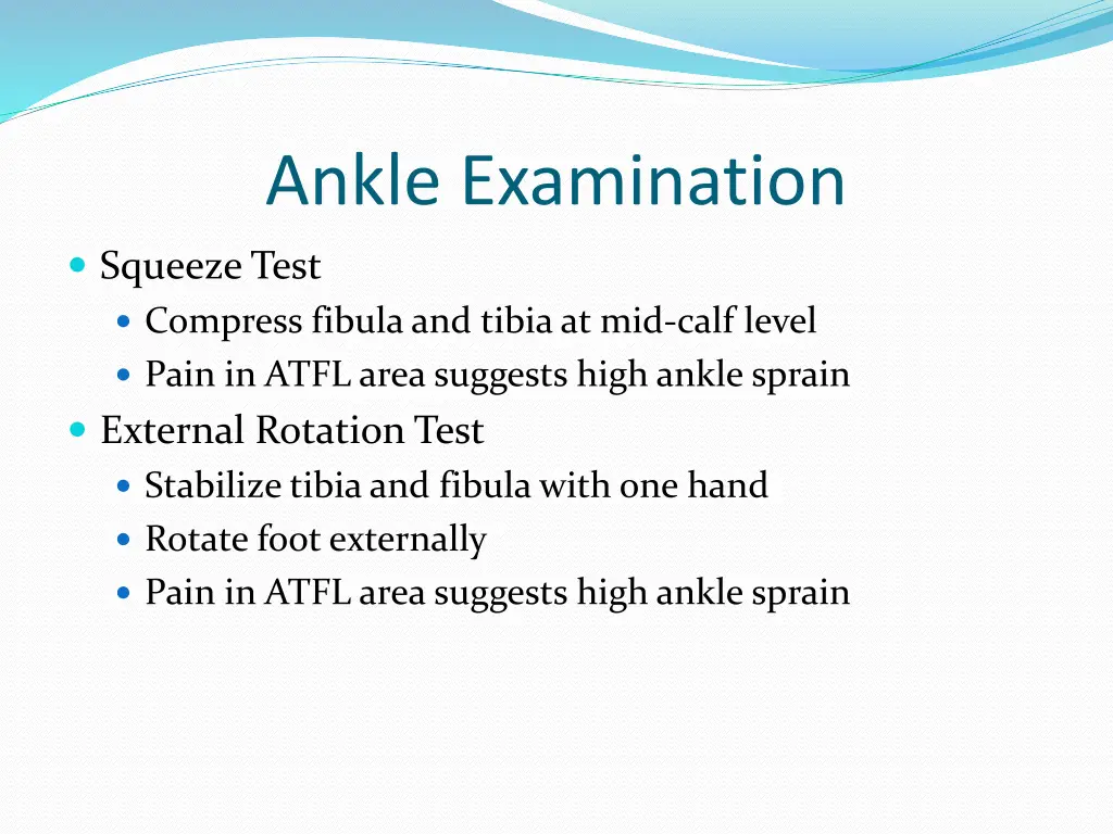 ankle examination