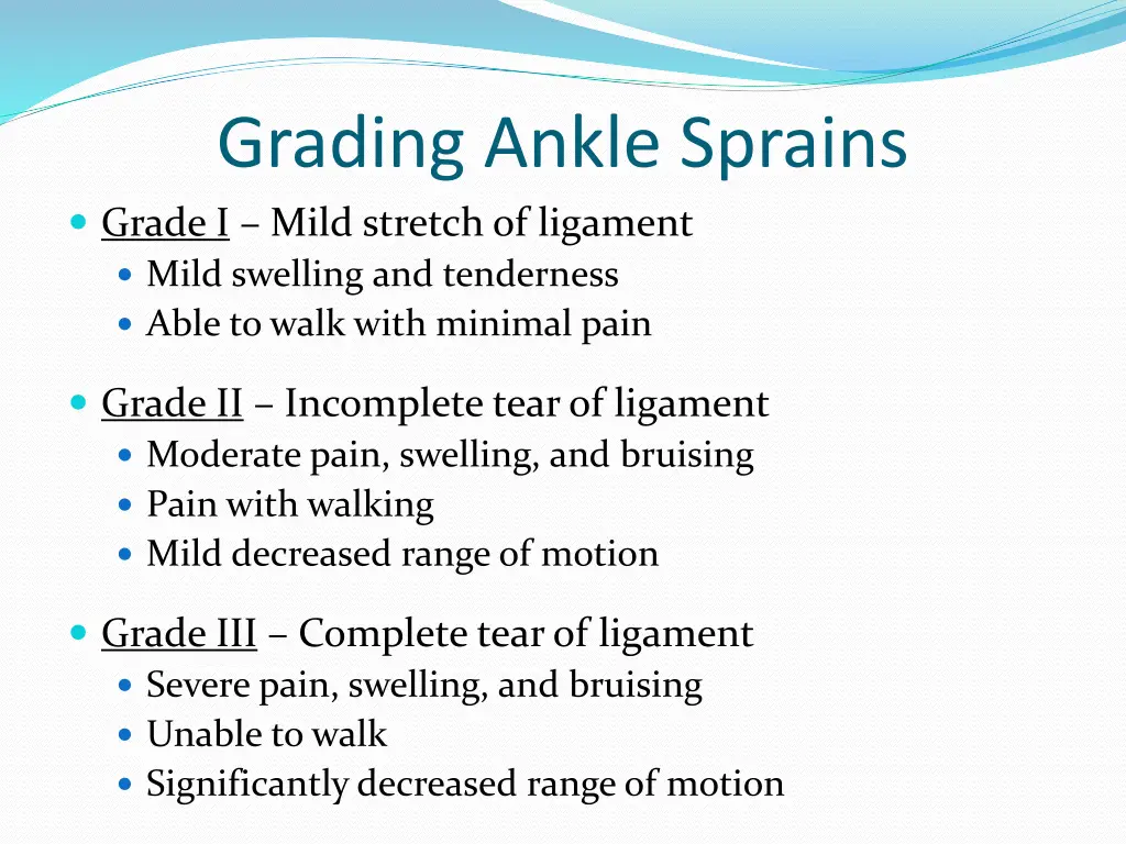 grading ankle sprains grade i mild stretch