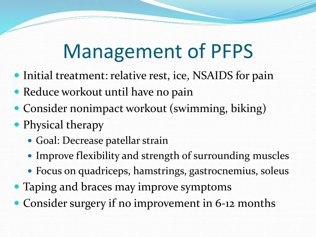 management of pfps