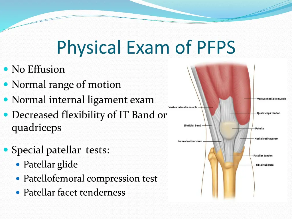 physical exam of pfps