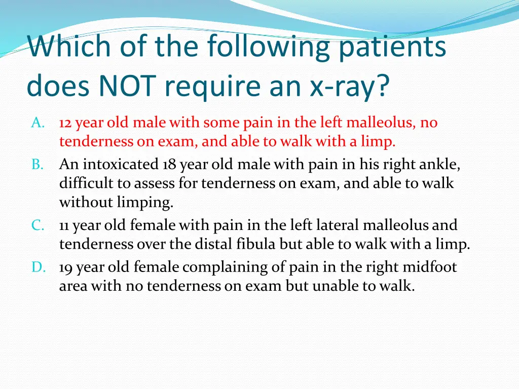 which of the following patients does not require 1