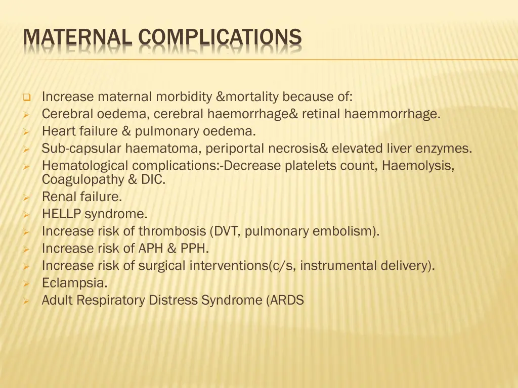 maternal complications