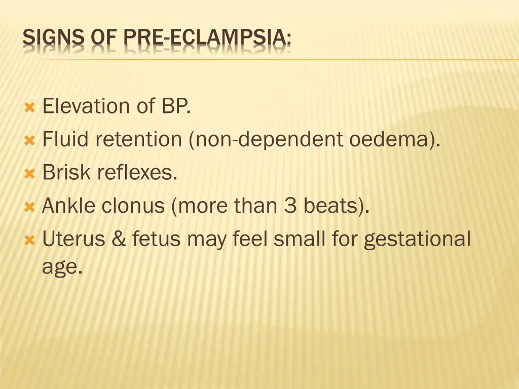 signs of pre eclampsia