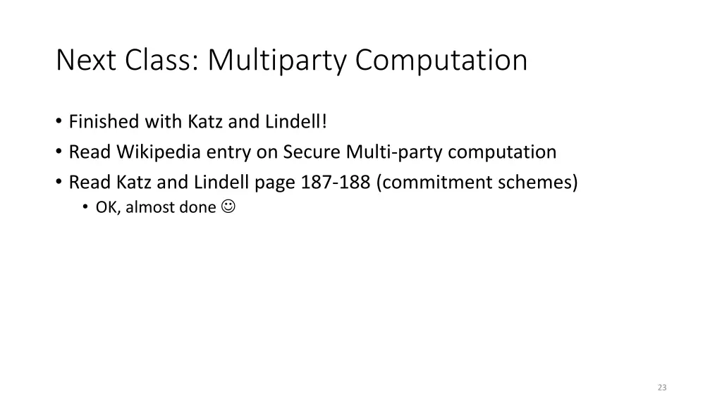 next class multiparty computation