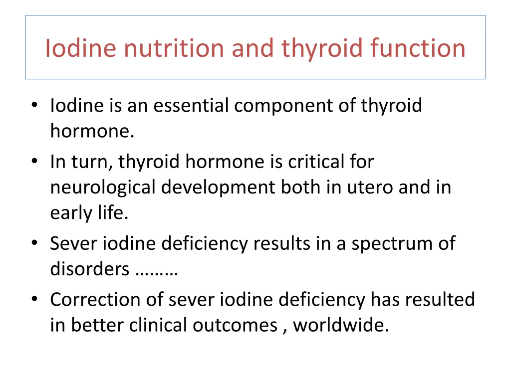 iodine nutrition and thyroid function