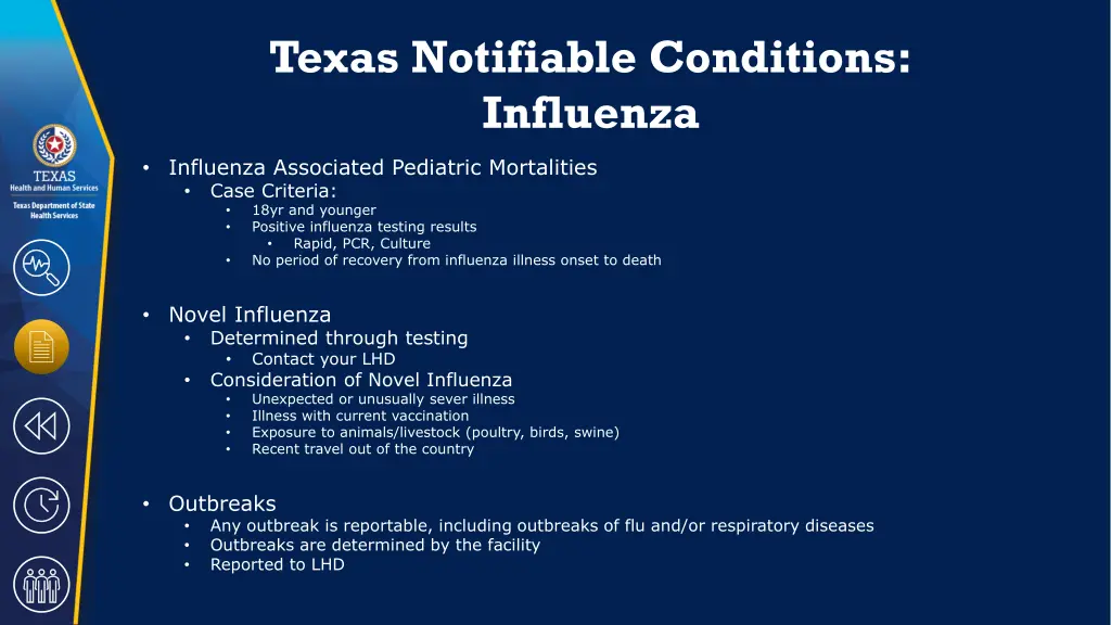 texas notifiable conditions influenza