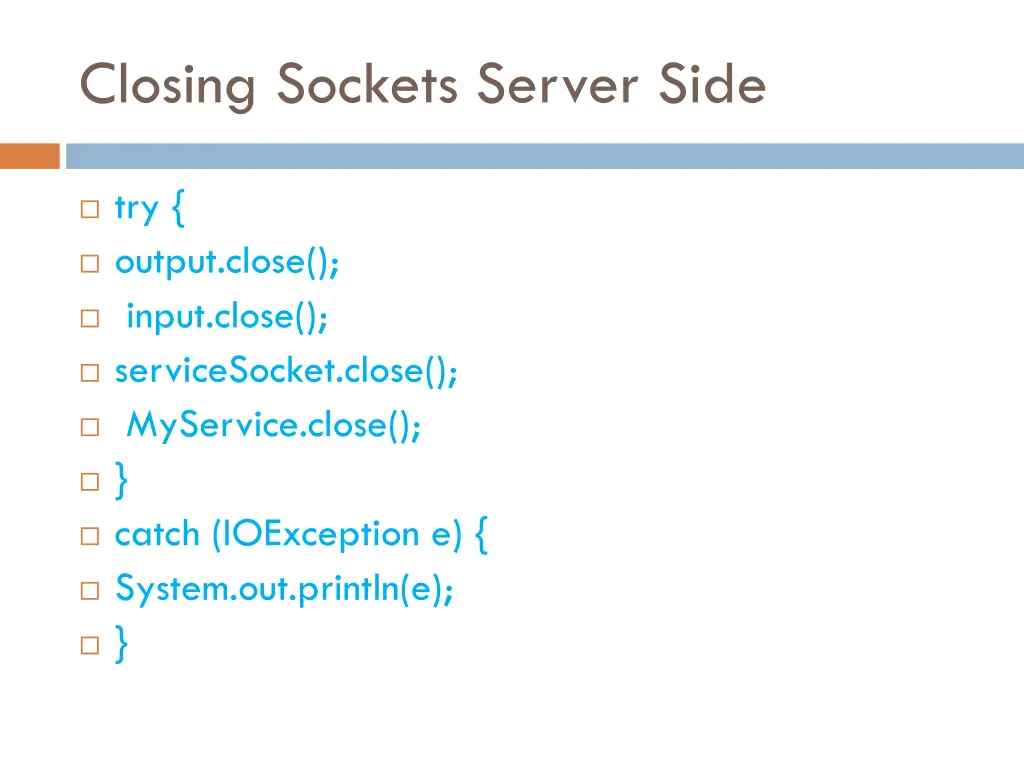 closing sockets server side